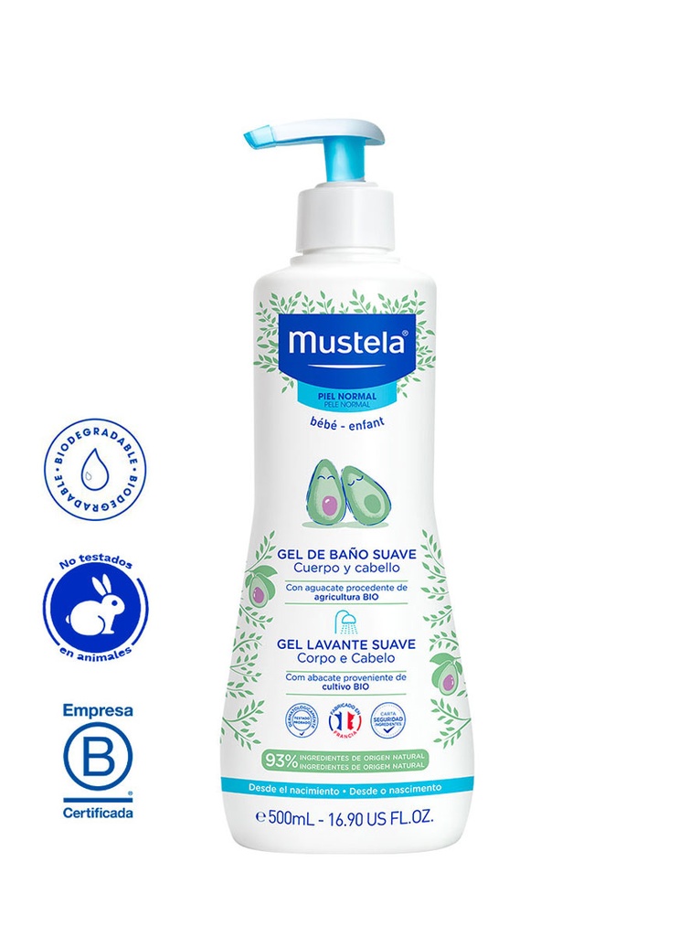 Mustela Gel de Baño Suave Cuerpo y Cabello de 500 ml