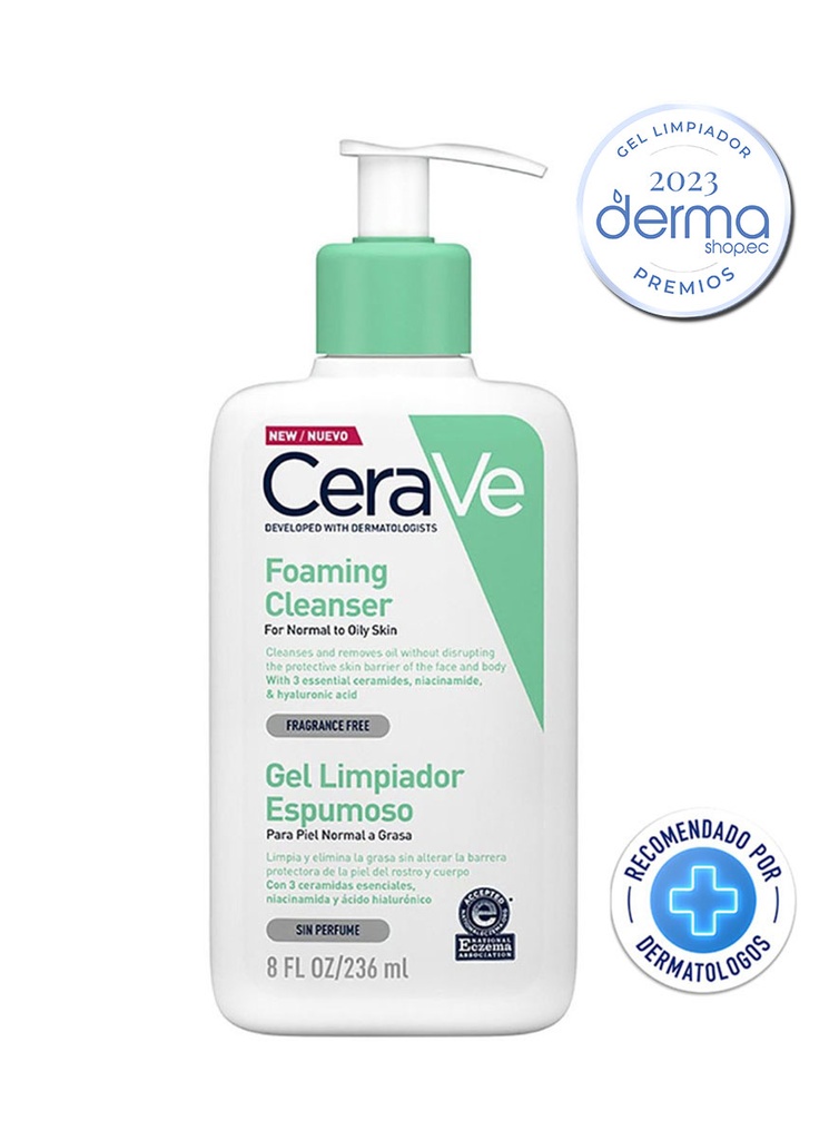 CeraVe Gel Limpiador Espumoso Piel Normal a Grasa de 236 ml