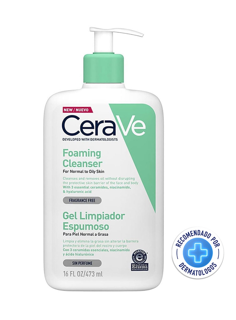 CeraVe Gel Limpiador Espumoso Piel Normal a Grasa de 473 ml