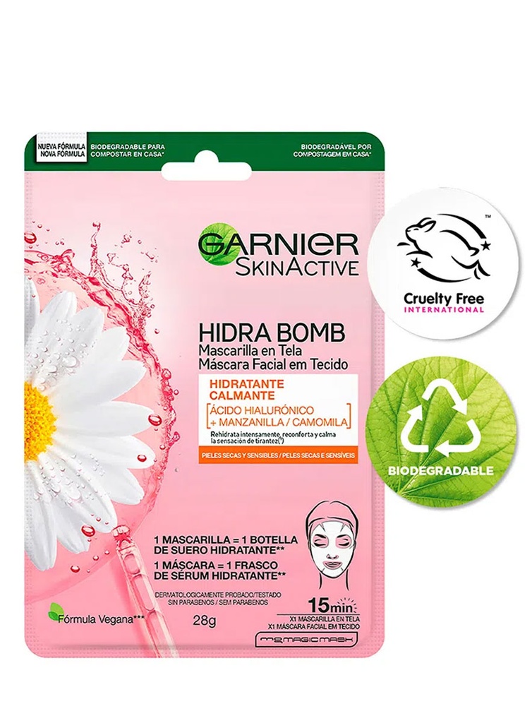 Garnier Mascarilla Facial Hidratante Calmante Manzanilla de 28 gr