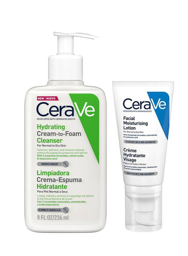 Pack Cerave Hidratante Facial PM + Limpiador Crema-Espuma