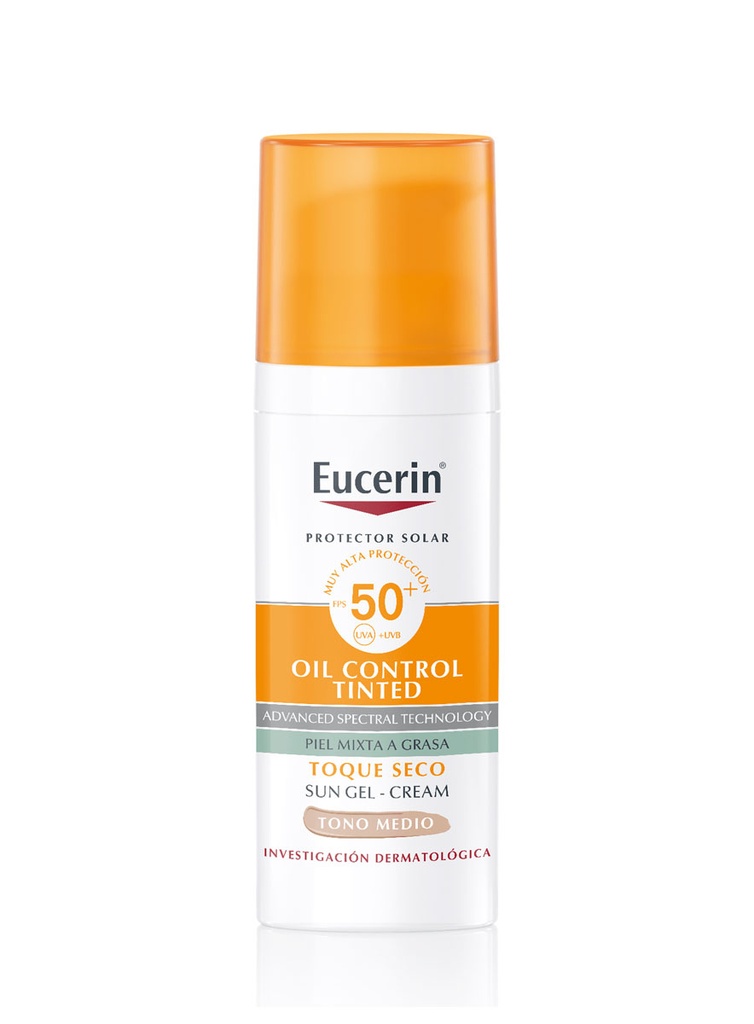 Sun Fluido Gel Toque Seco Oil Control SPF 50+ Tinte Medio de 50 ml