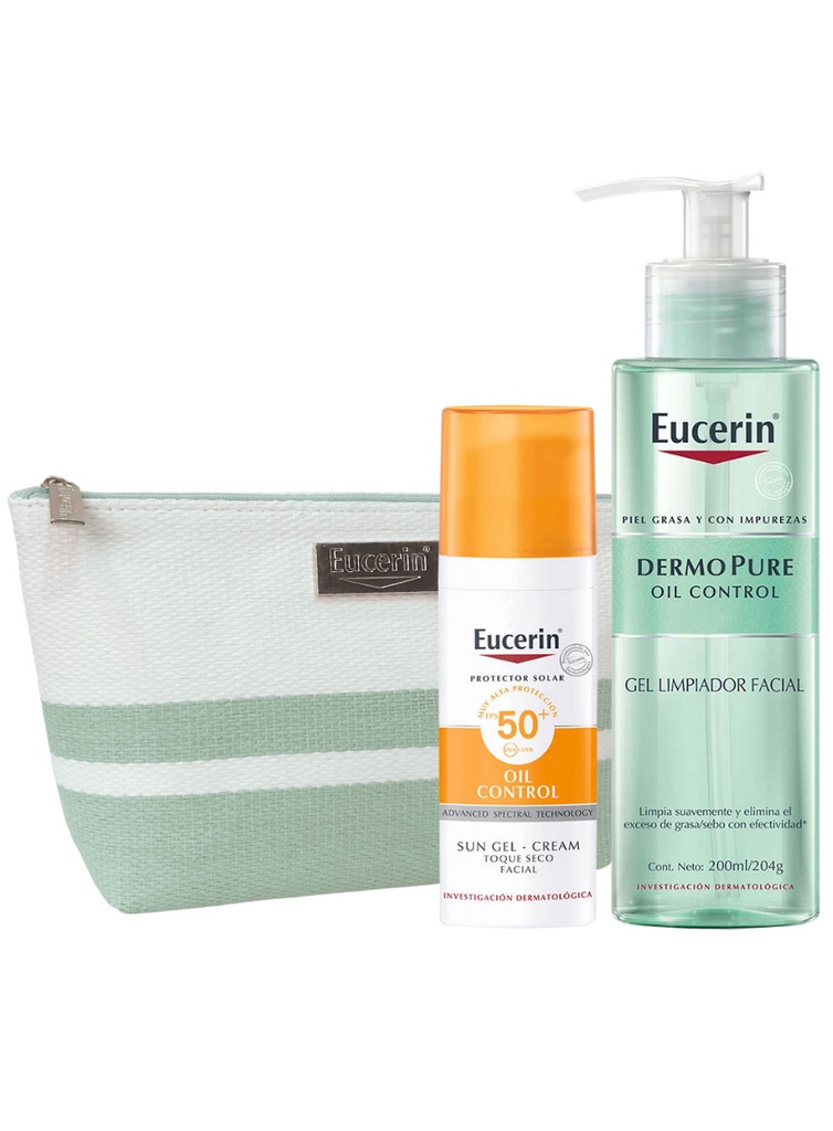 Pack Eucerin Dermopure Gel Limpiador + Sun Fluido Toque Seco