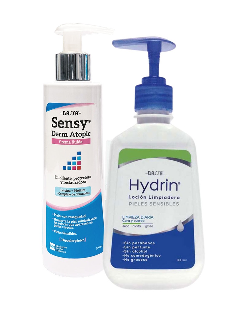 Pack Sensy Derm Loción de 200 ml + Hydrin Loción Limpiadora Gratis