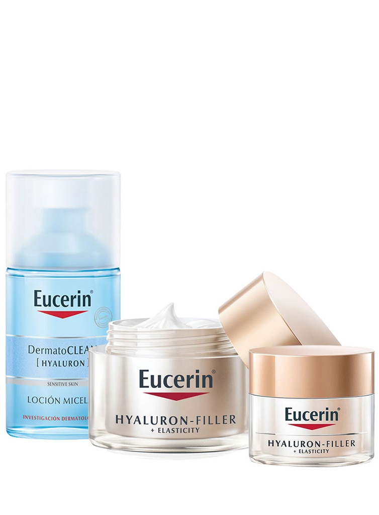 Pack Hyaluron Filler +Elasticity Crema de dia + Mini Crema de dia + Dermatoclean Agua micelar