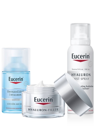 [PackEucerin 2] Pack Hyaluron Filler Crema de Dia + Hyaluron Mist Spray + Dermatoclean Agua Micelar