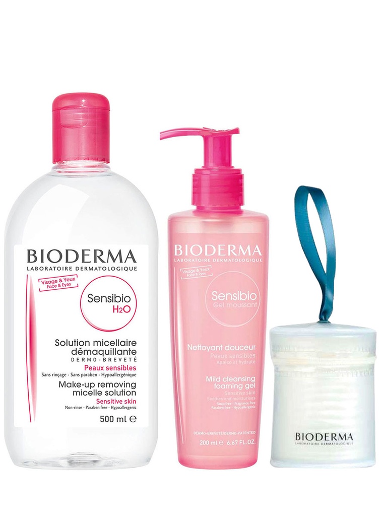 Pack Bioderma Doble Limpieza Sensibio Piel Normal y Sensible + Cotonera GRATIS