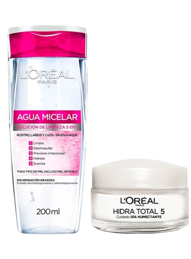 [25471] Pack L'oreal HT5 Agua Micelar + Crema Día + GRATIS Neceser
