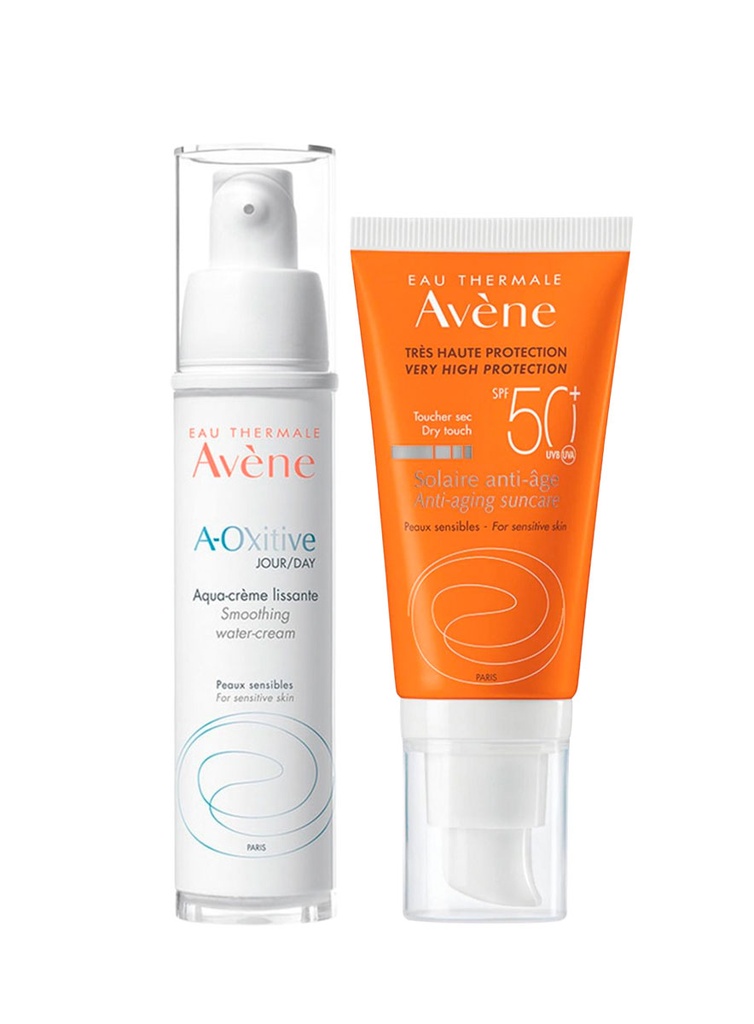 Pack A-Oxitive Aqua-Crema Día + Solar Antiedad Piel Sensible SPF50+