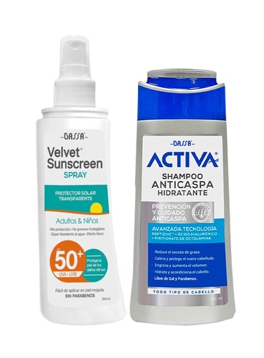 [PACK ACTIVA 6] Pack Shampoo Anti-Caspa Hidratante Activa + Gratis Velvet Spray