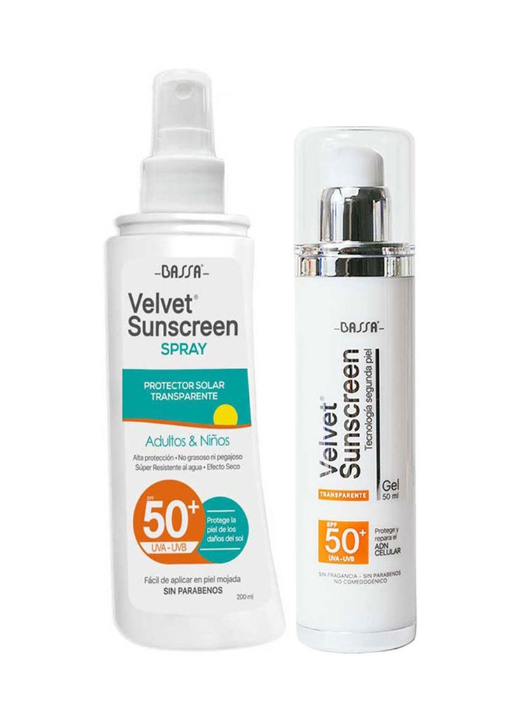 Pack Velvet Sunscreen Transparente + Velvet Spray Toque Seco